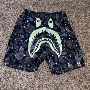 Bape Space Camo GITD Shark Beach Shorts